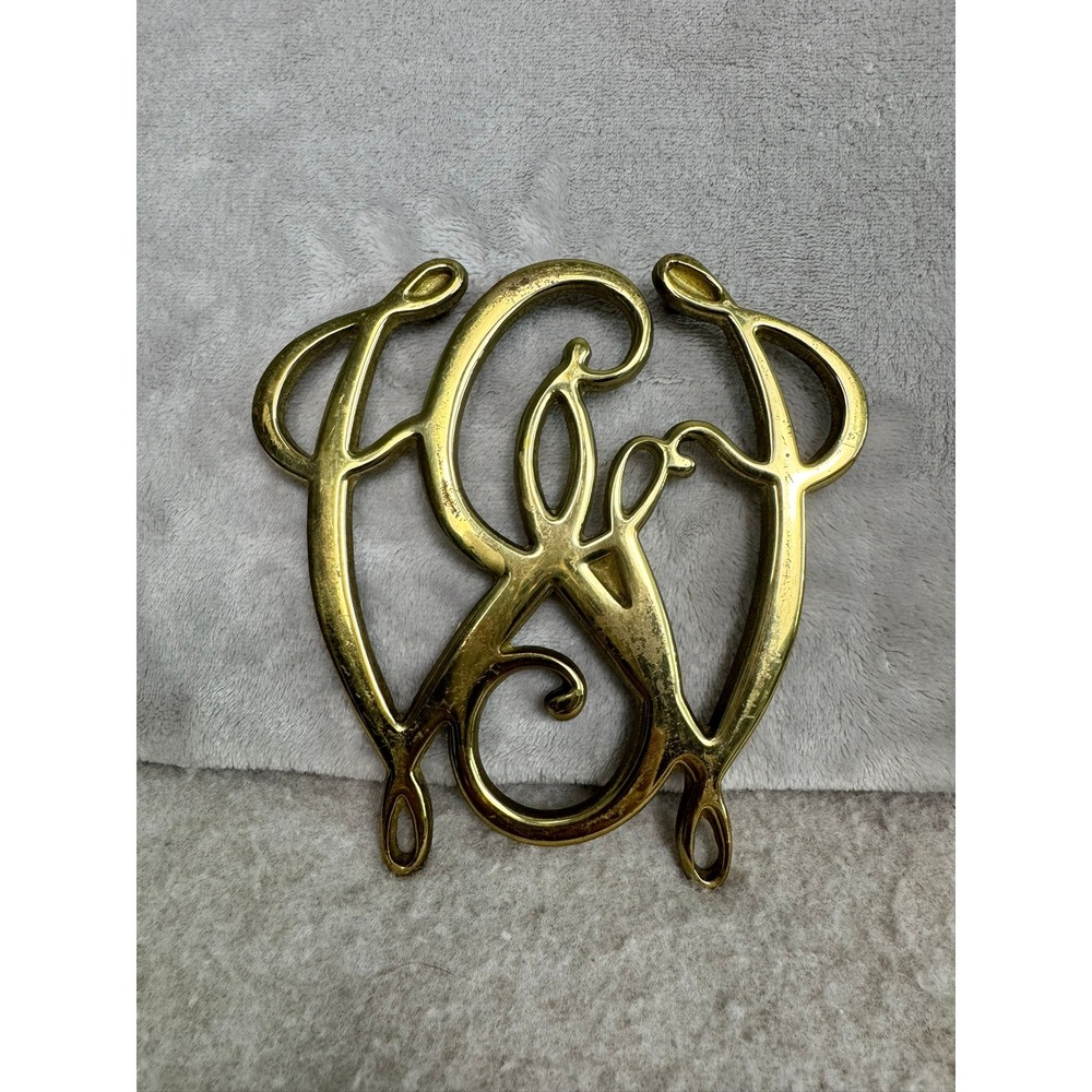 Geo Washington Cypher Brass Monogram Wall Decor Plaque‎